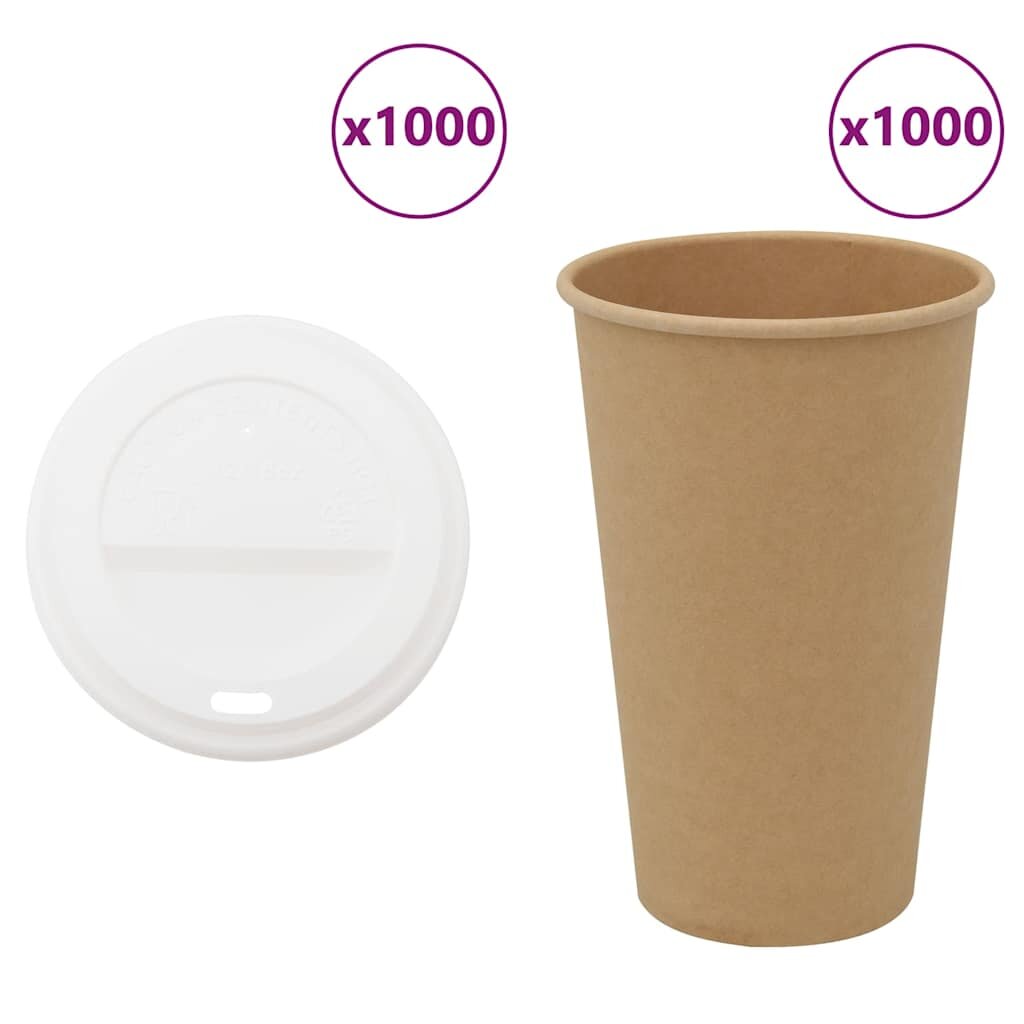vidaXL Papírové kelímky na kávu s víčky 1000 pcs 16oz 400ml