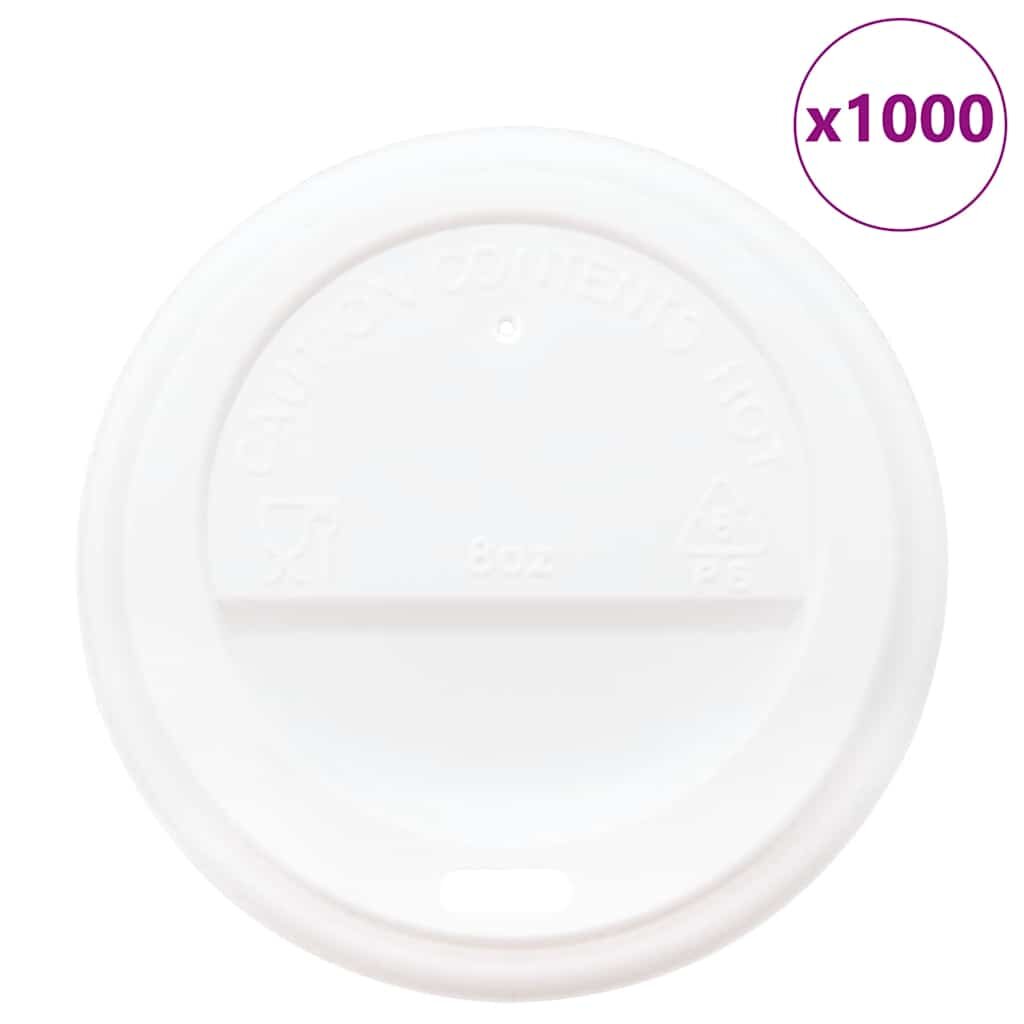 vidaXL Papírové víčka na kávu Ø80 mm 8oz 1000 pcs bílé plast