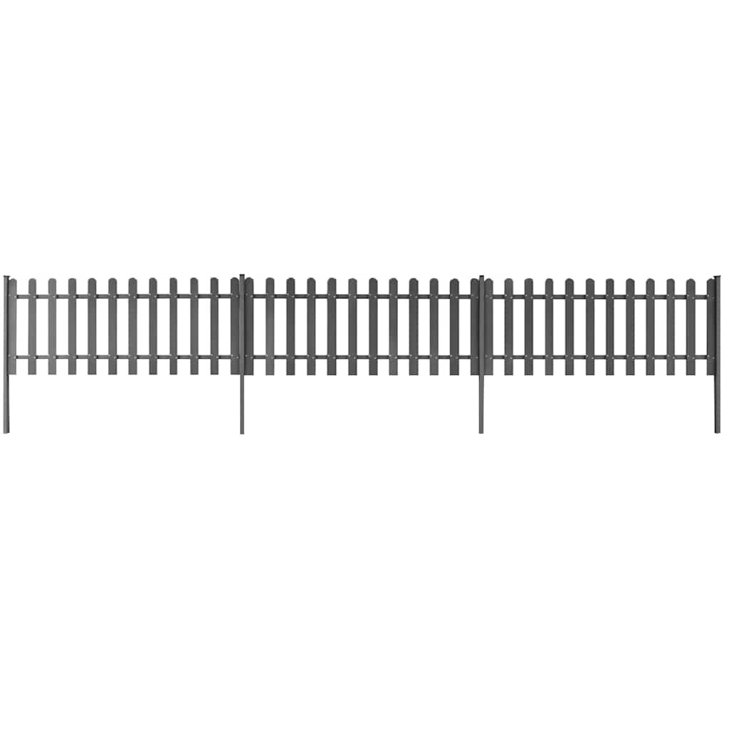 vidaXL Picket Fence s sloupky 3 ks WPC 614x60 cm
