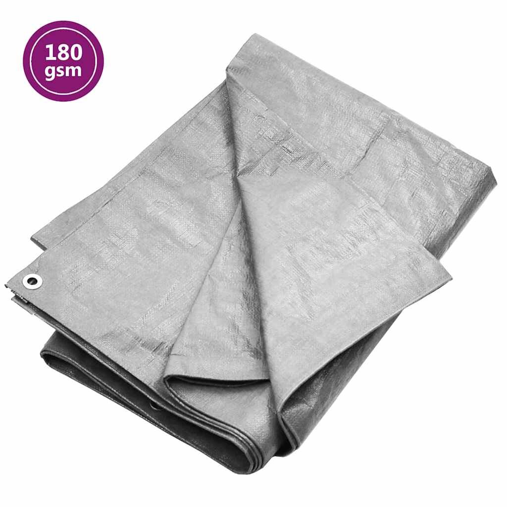 vidaXL Plachta 180 g/m² 6 x 10 m šedá HDPE