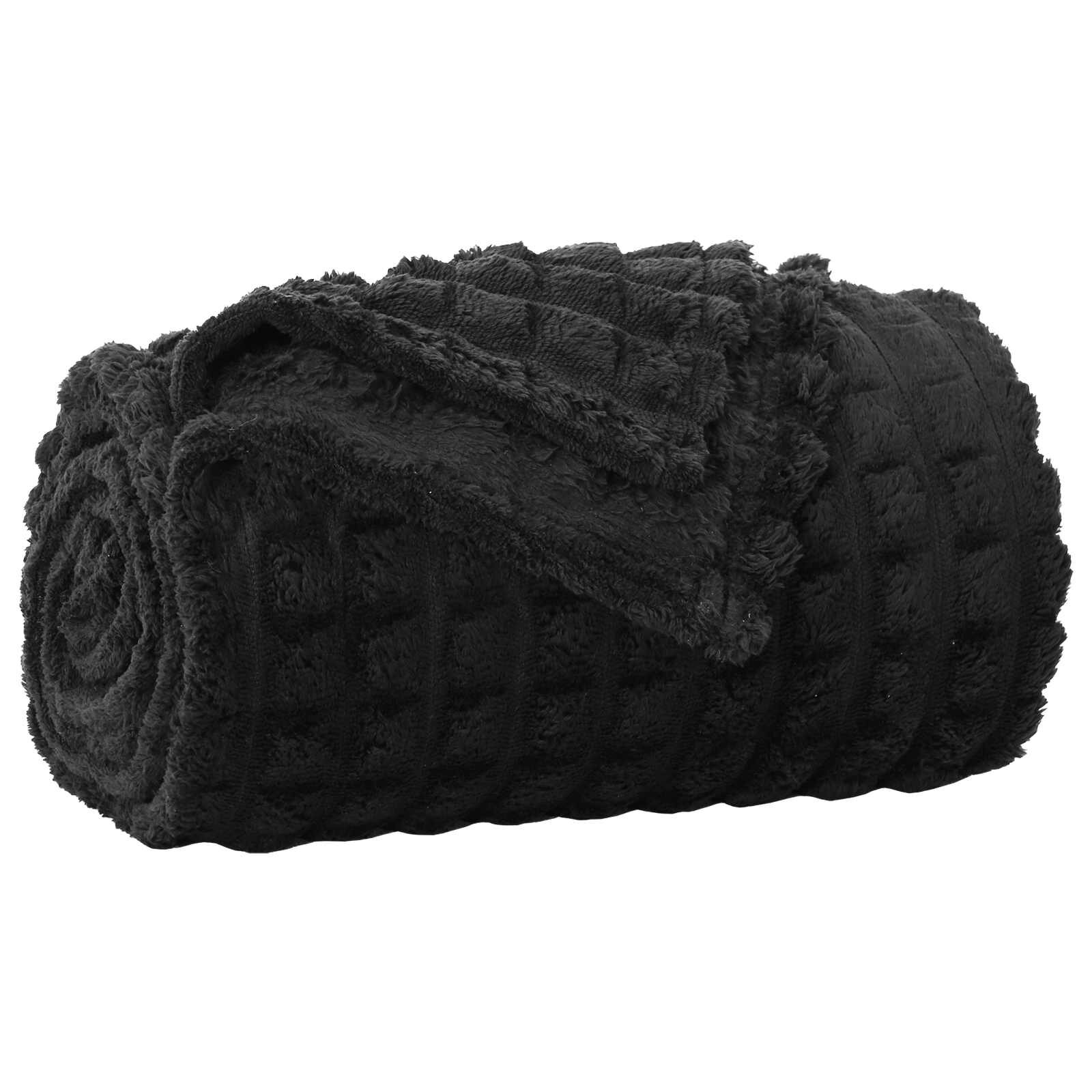 vidaXL Plažová deka Černá 240 x 220 cm 1.47 kg Fleece