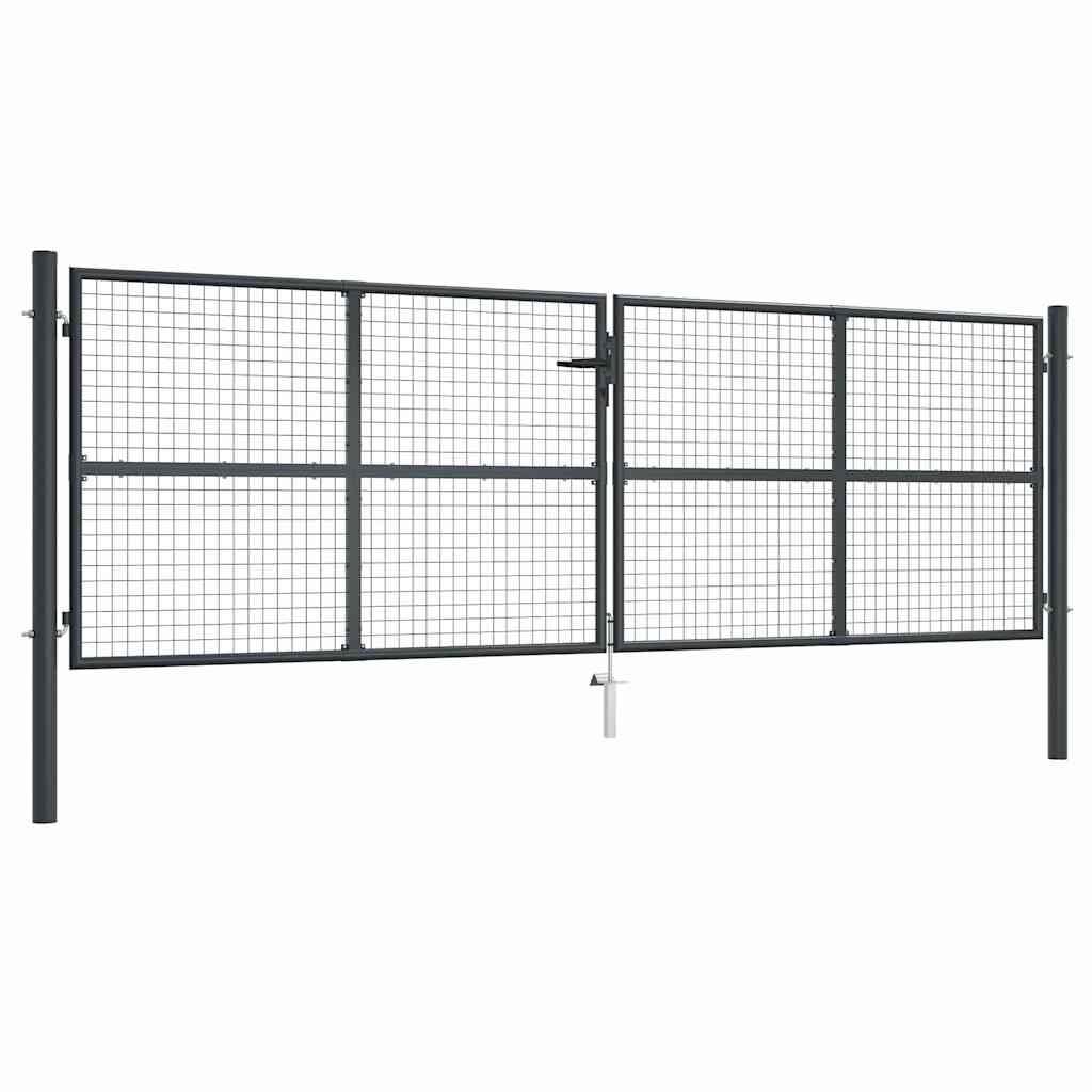 vidaXL Pletivá zahradní branka pozinkovaná ocel 400 x 125 cm šedá