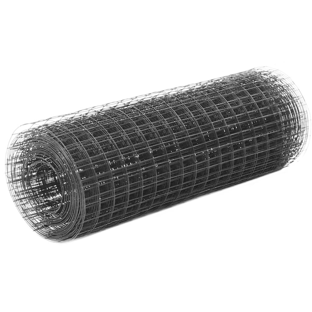vidaXL Pletivo ke kurníku ocel PVC vrstva 10 x 05 m šedé