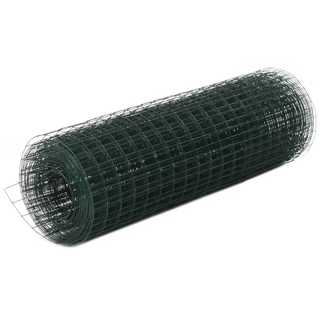 vidaXL Pletivo ke kurníku ocel PVC vrstva 10 x 05 m zelené