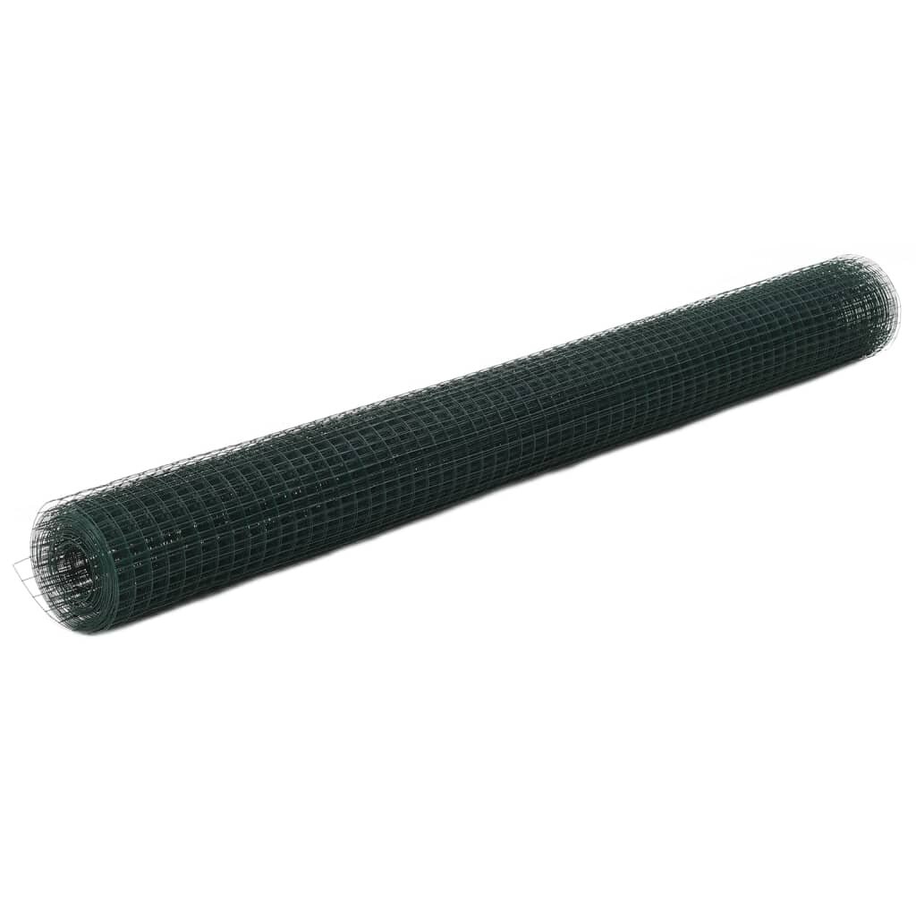 vidaXL Pletivo ke kurníku ocel PVC vrstva 10 x 15 m zelené