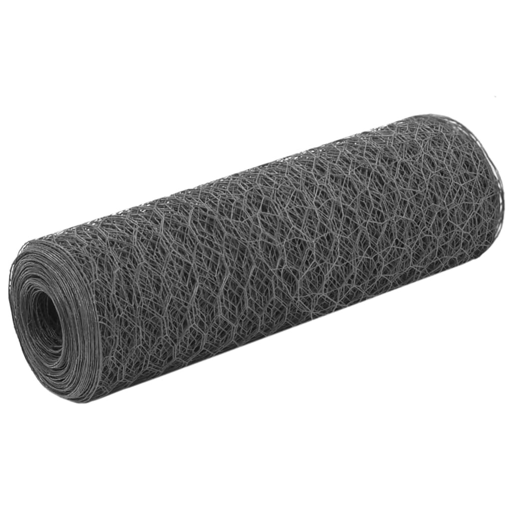 vidaXL Pletivo ke kurníku ocel PVC vrstva 25 x 05 m šedé
