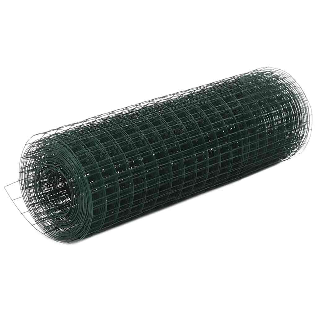 vidaXL Pletivo ke kurníku ocel PVC vrstva 25 x 05 m zelené