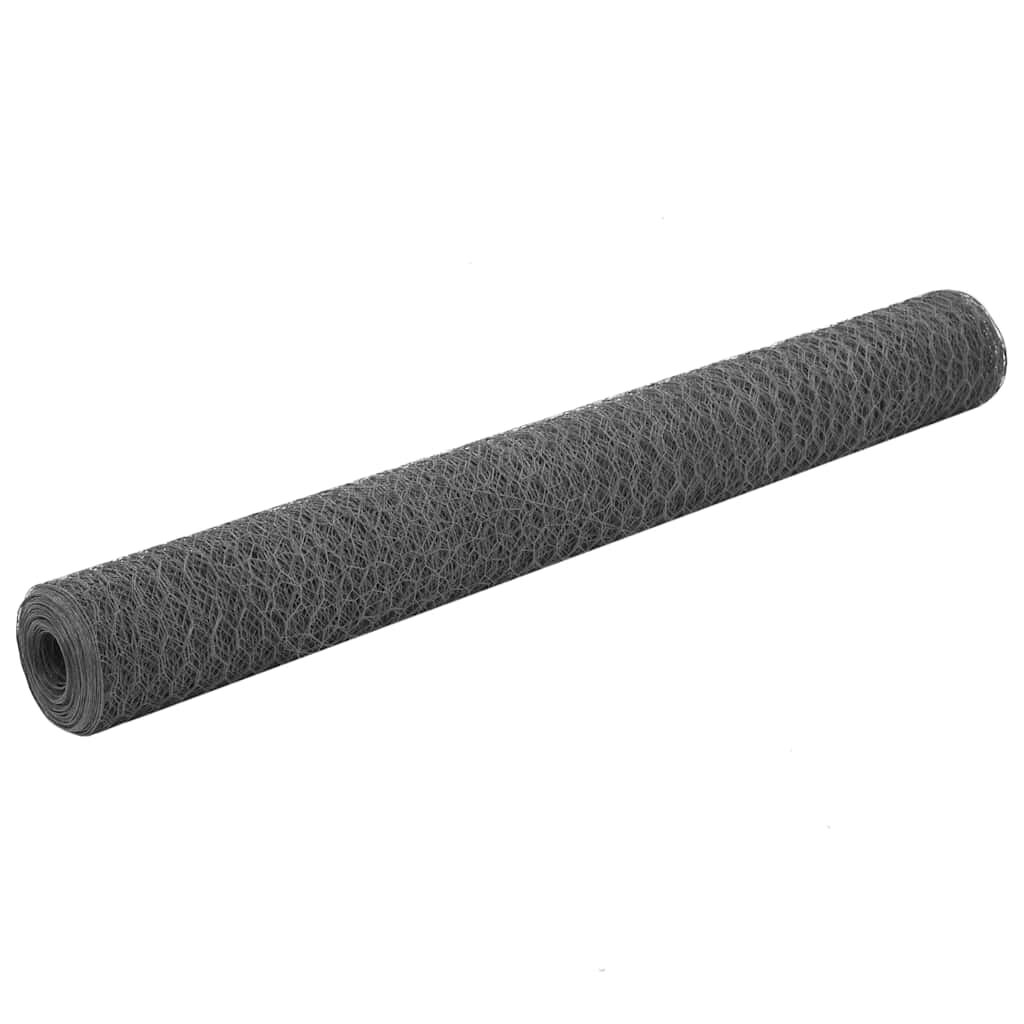 vidaXL Pletivo ke kurníku ocel s PVC povlakem 25 x 12 m šedé