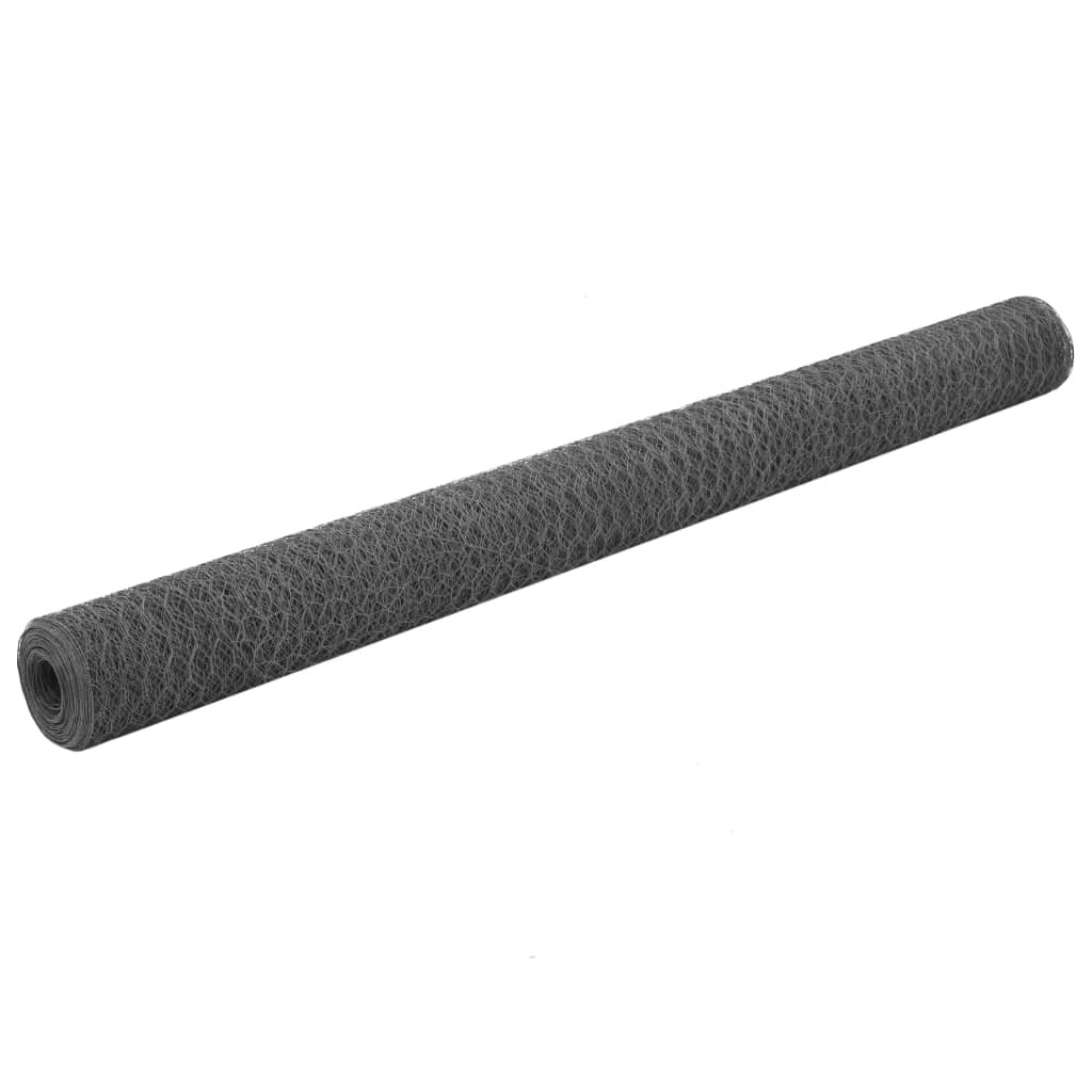 vidaXL Pletivo ke kurníku ocel s PVC povlakem 25 x 15 m šedé