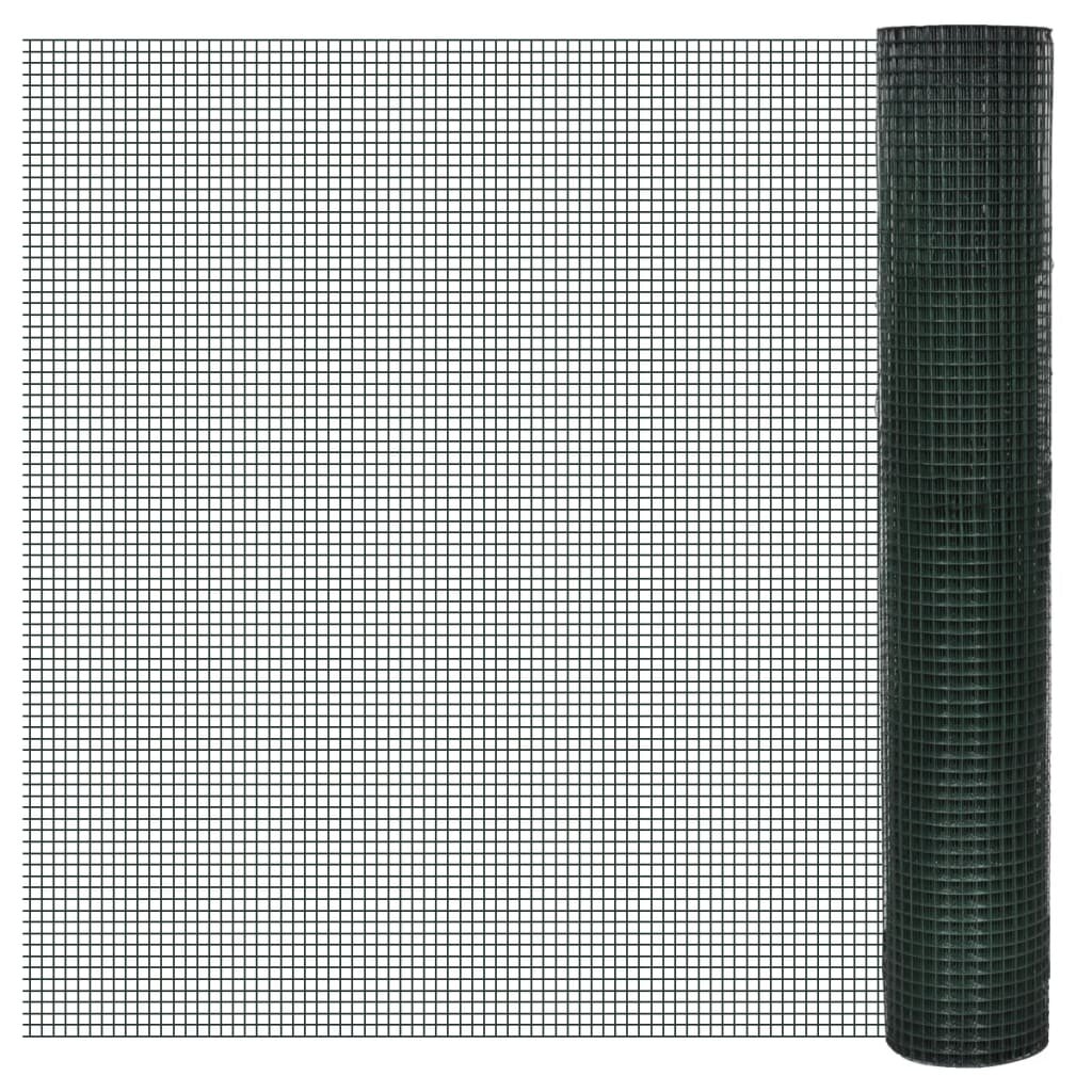 vidaXL Pletivo ke kurníku pozinkované PVC vrstva 25 x 1 m zelené