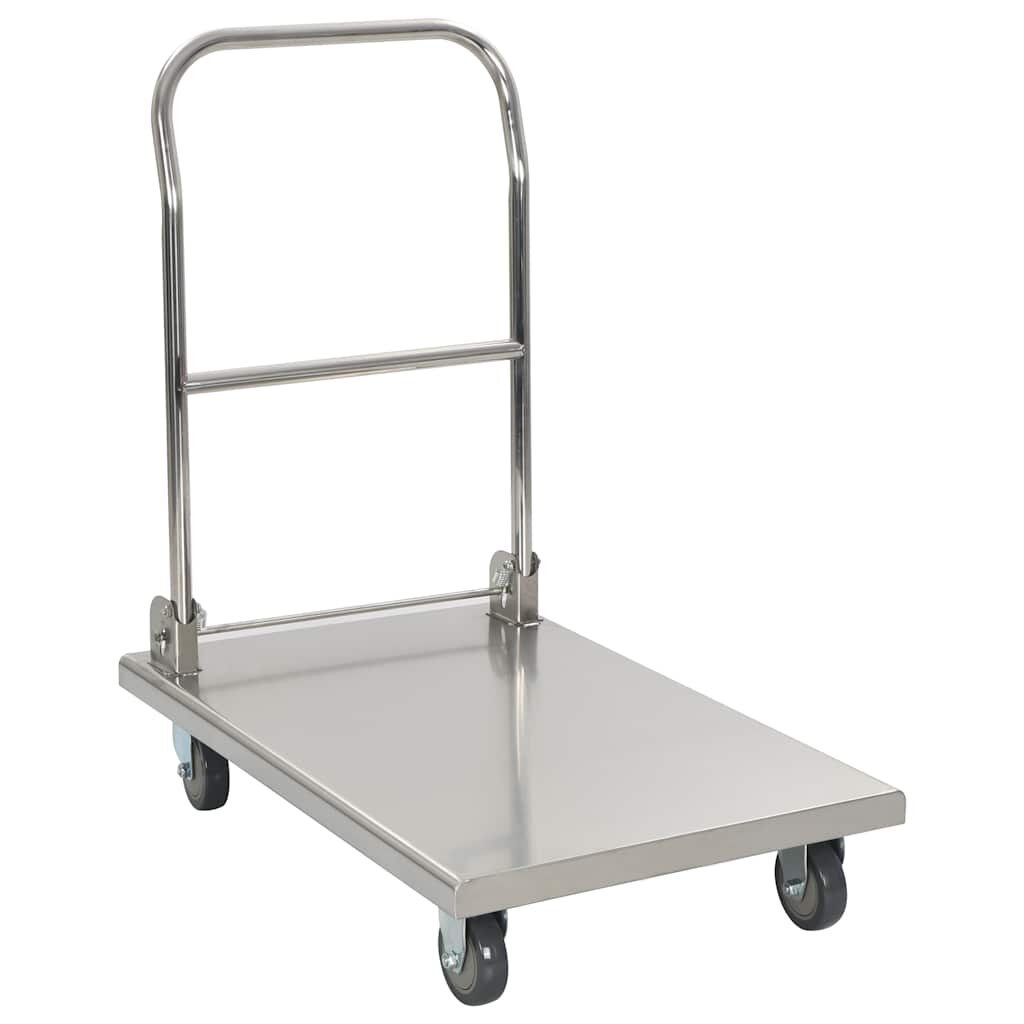 vidaXL Plošinový vozík stříbrný 82 x 53 x 86 cm nerezová ocel