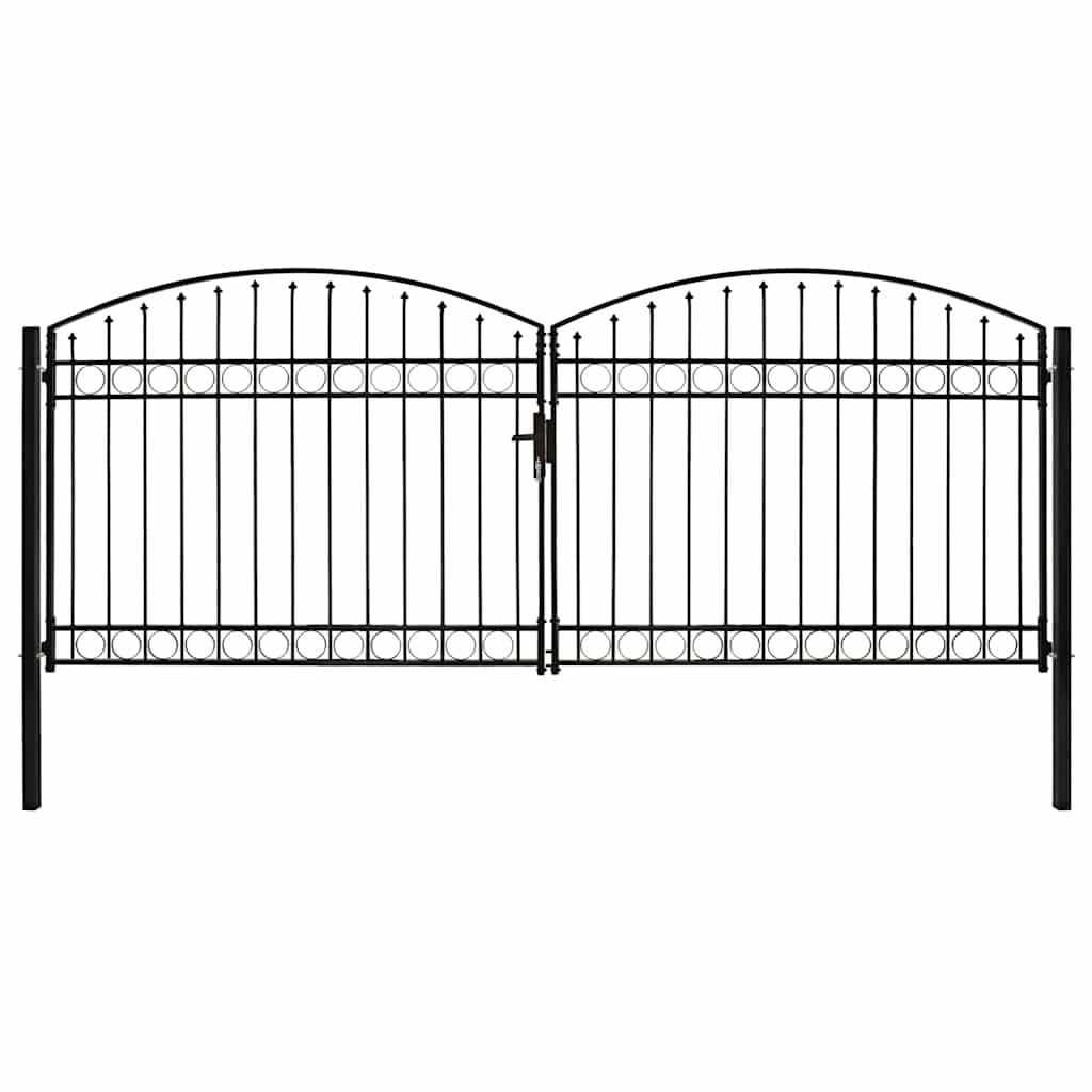 vidaXL Plotová brána ASSEN dvoukřídlé dveře s klenutým vrškem ocel 400 x 175 cm