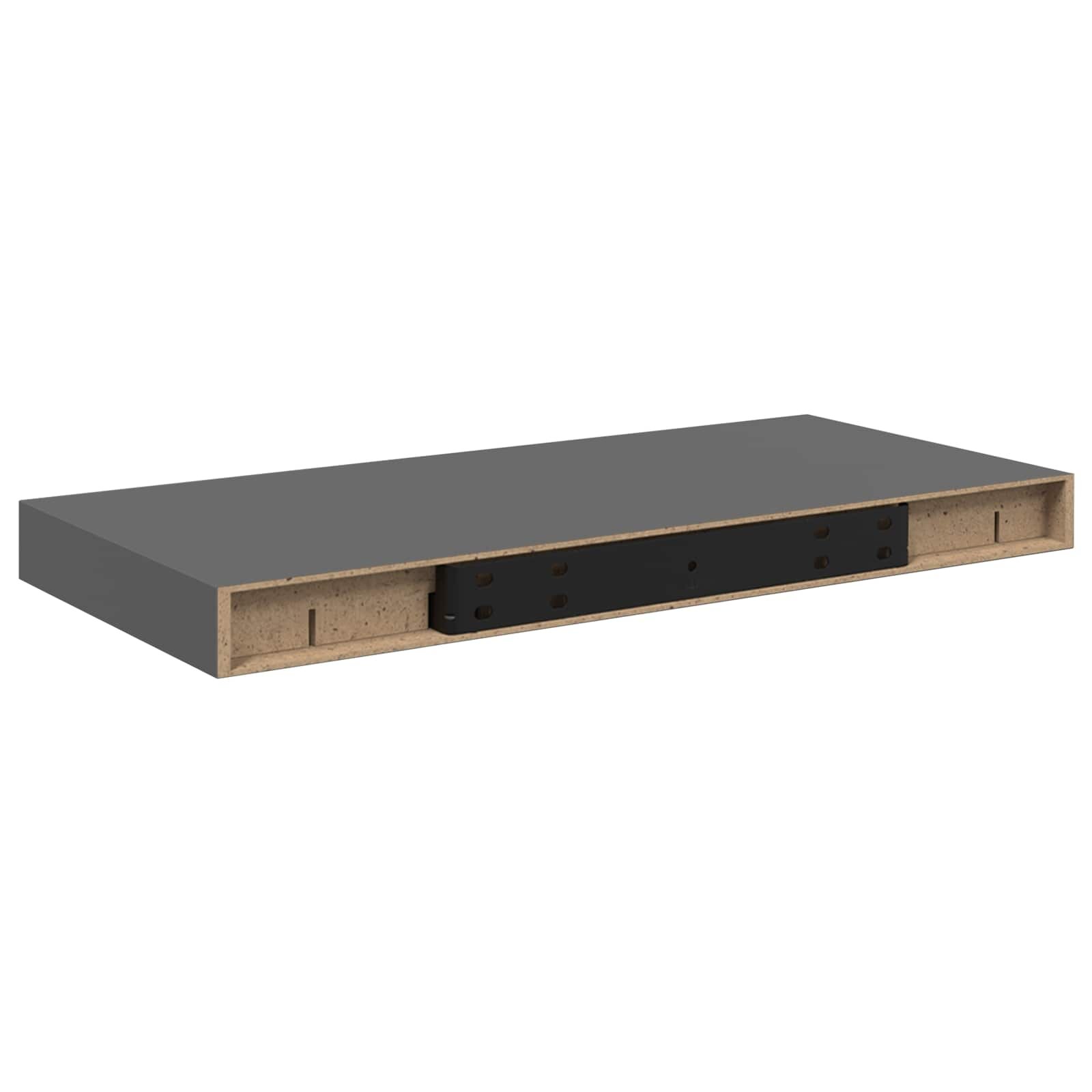 vidaXL Plovoucí nástěnná police šedá vysoký lesk 50 x 235 x 38 cm MDF