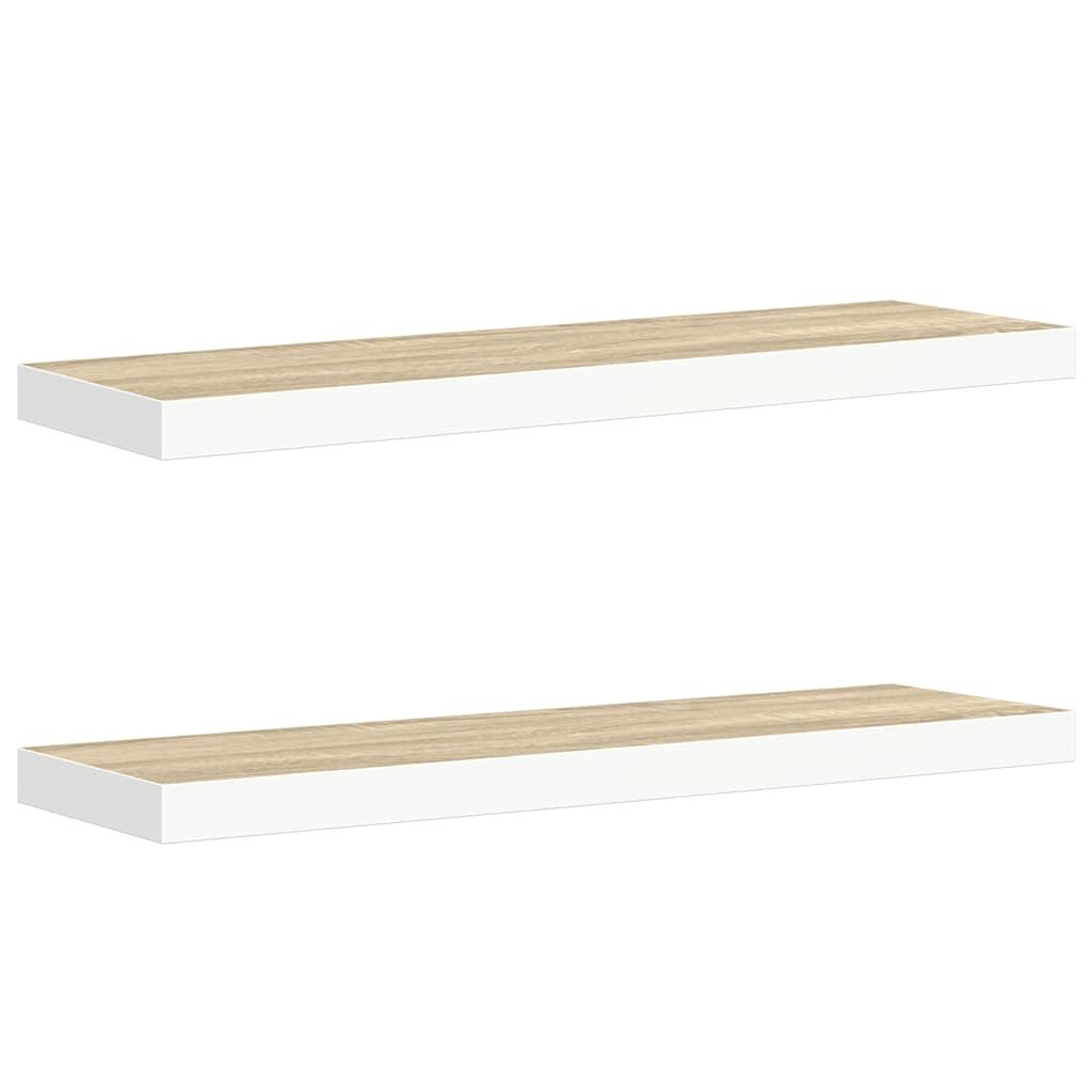 vidaXL Plovoucí nástěnné police 2 ks dub a bílé 90x235x38 cm MDF