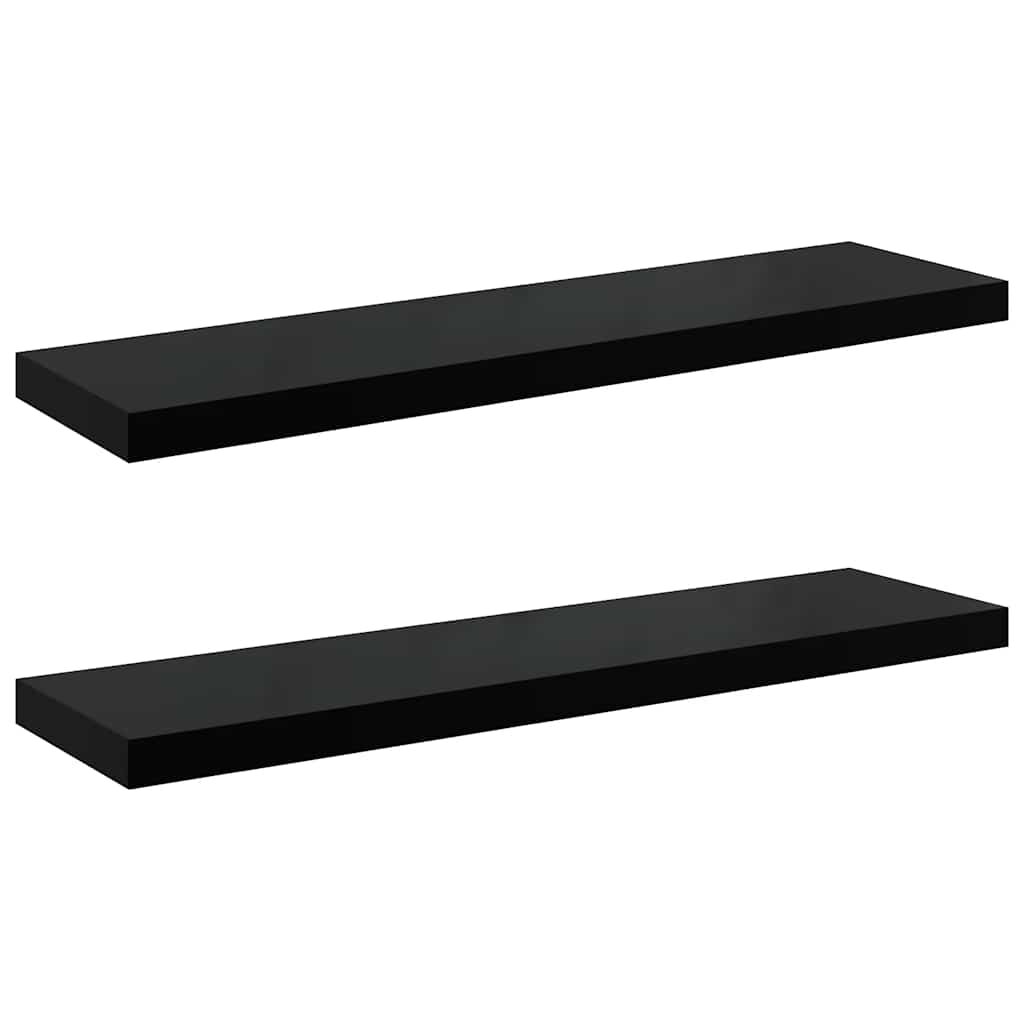 vidaXL Plovoucí nástěnné police 2 ks lesklé černé 90x235x38 cm MDF