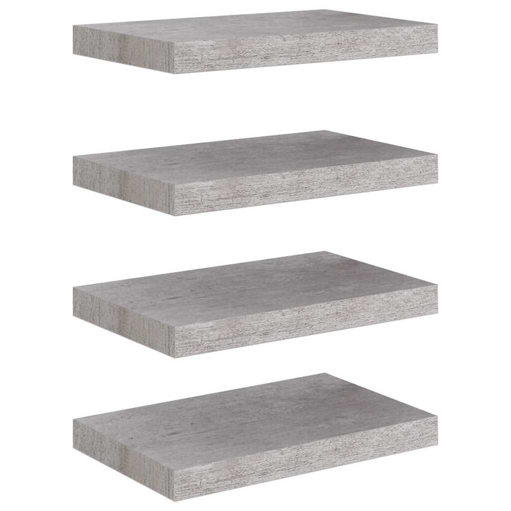 vidaXL Plovoucí nástěnné police 4 ks betonově šedé 40x235x38 cm MDF
