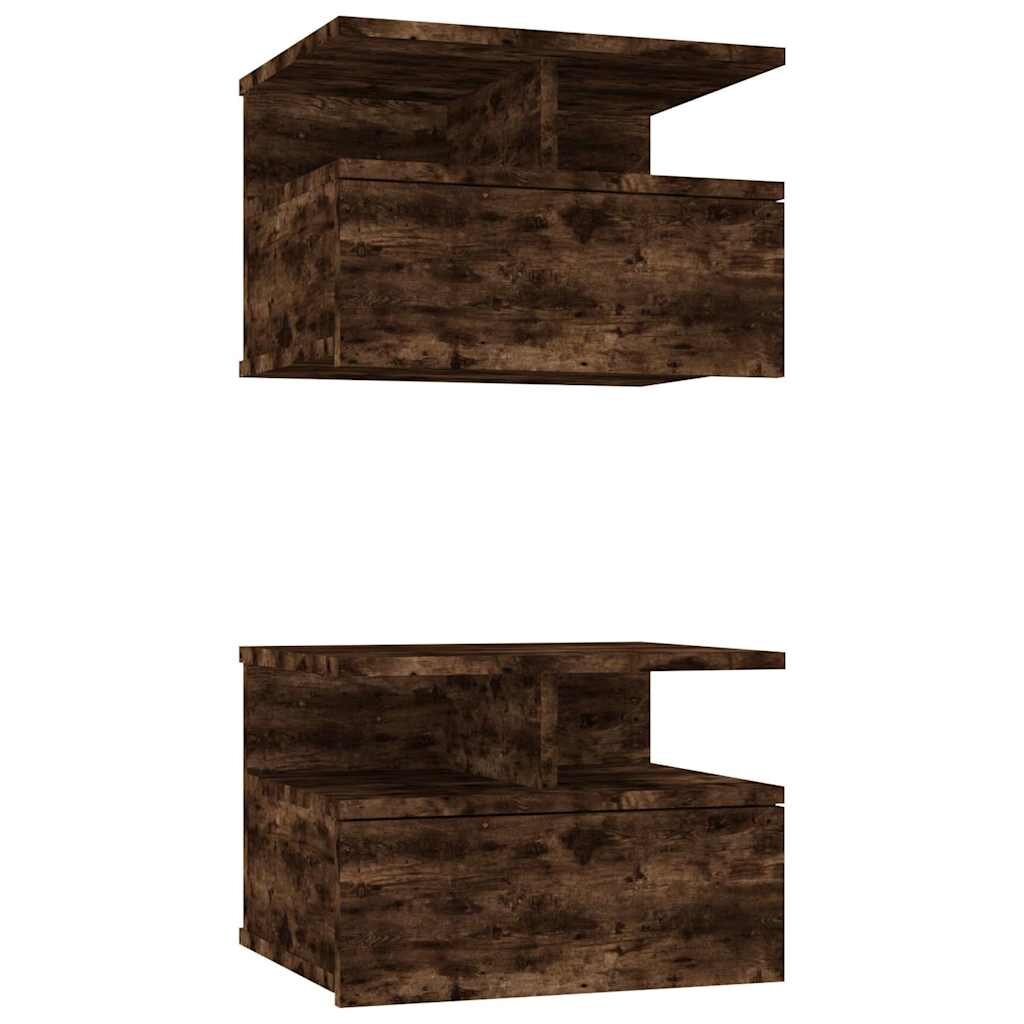 vidaXL Plovoucí noční stolky 2 ks kouřový dub 41 x 31 x 27 cm kompozit