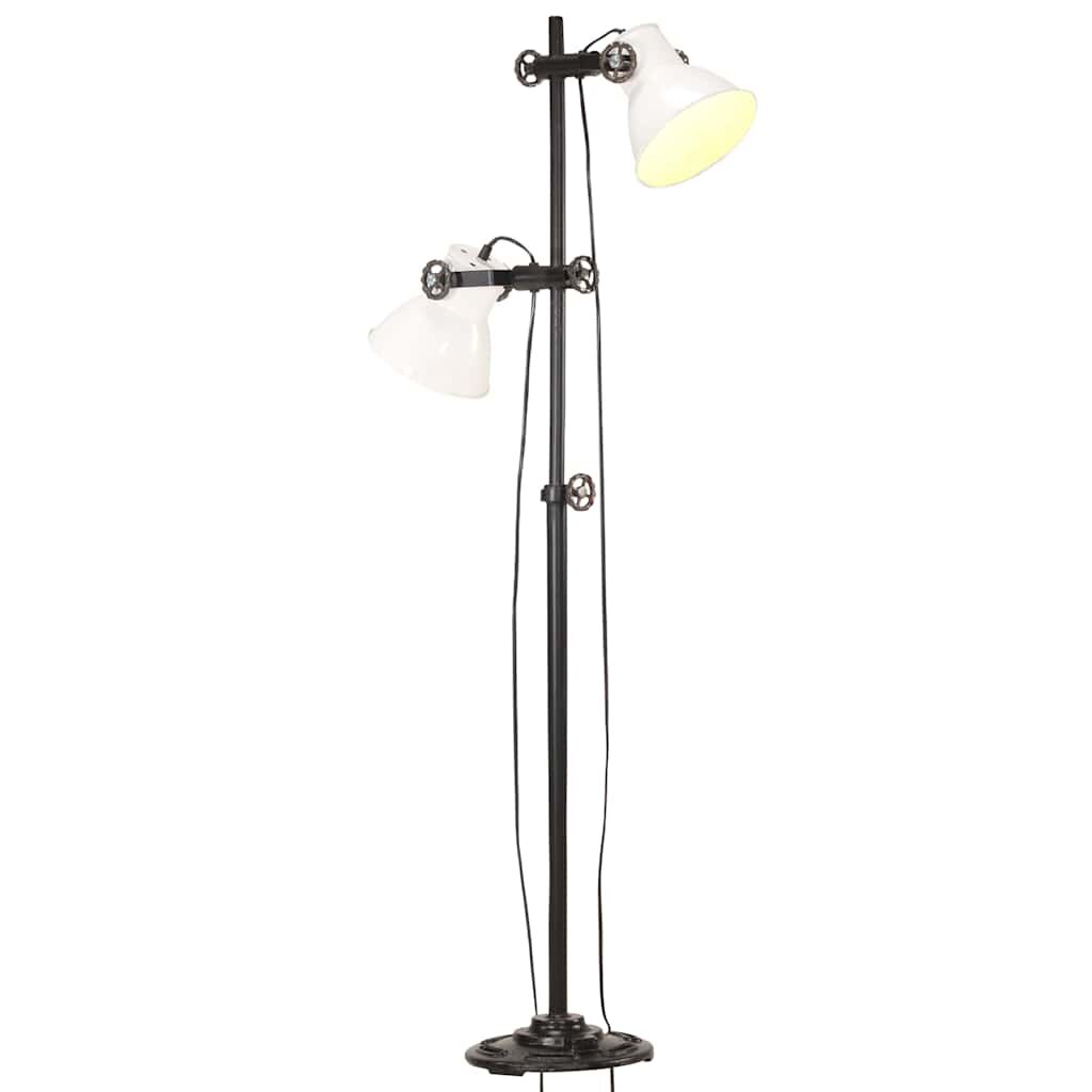 vidaXL Podlahová lampa se 2 svítidly bílá E27 litina