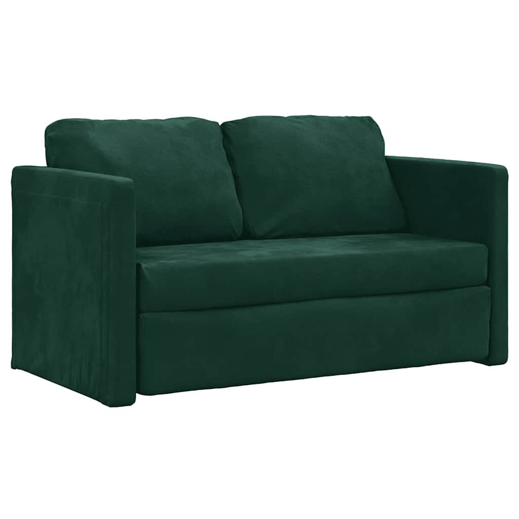 vidaXL Podlahová rozkládací pohovka 2 v 1 zelená 122x204x55 cm samet