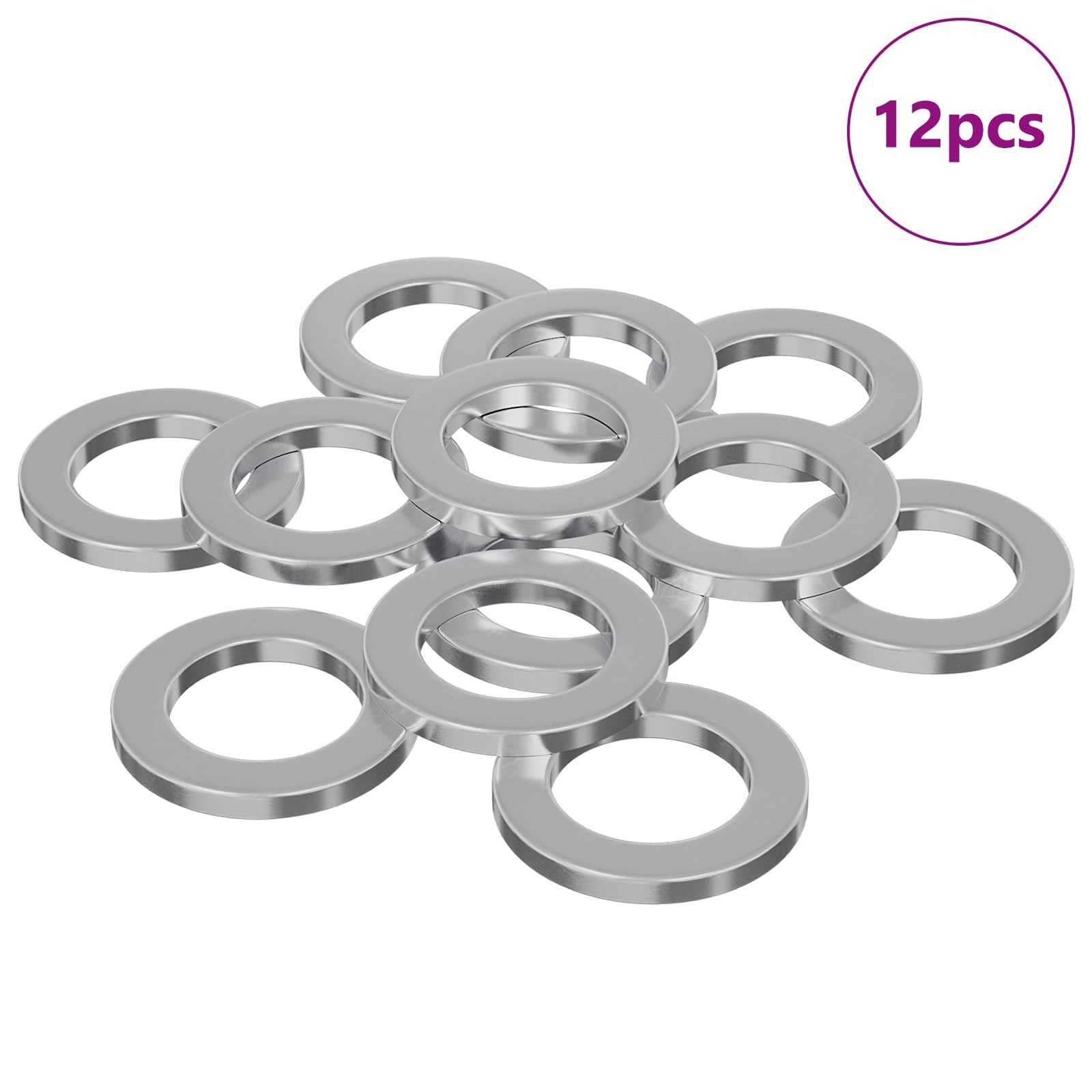 vidaXL Podložky 12 ks Stříbrná 10 x 10 x 12 mm Železo