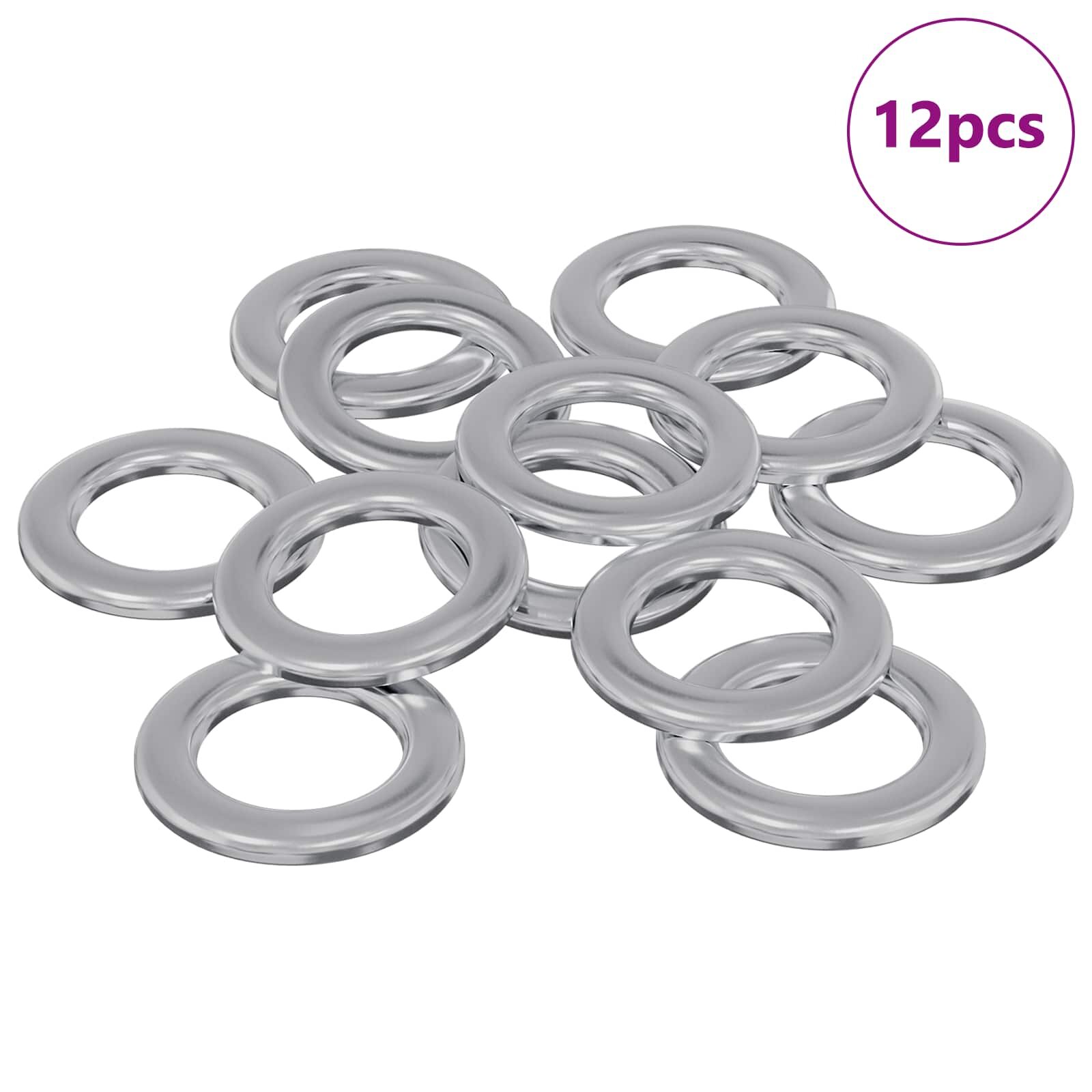 vidaXL Podložky 12 pcs Stříbrná 10 x 10 x 12 mm Železo