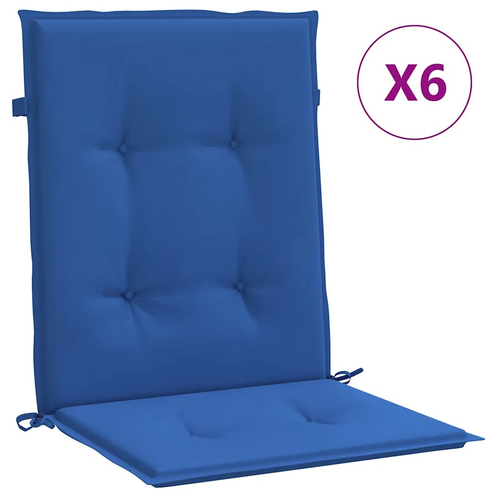 vidaXL Podušky na židli nízké opěradlo 6 ks královsky modré 100x50x3cm