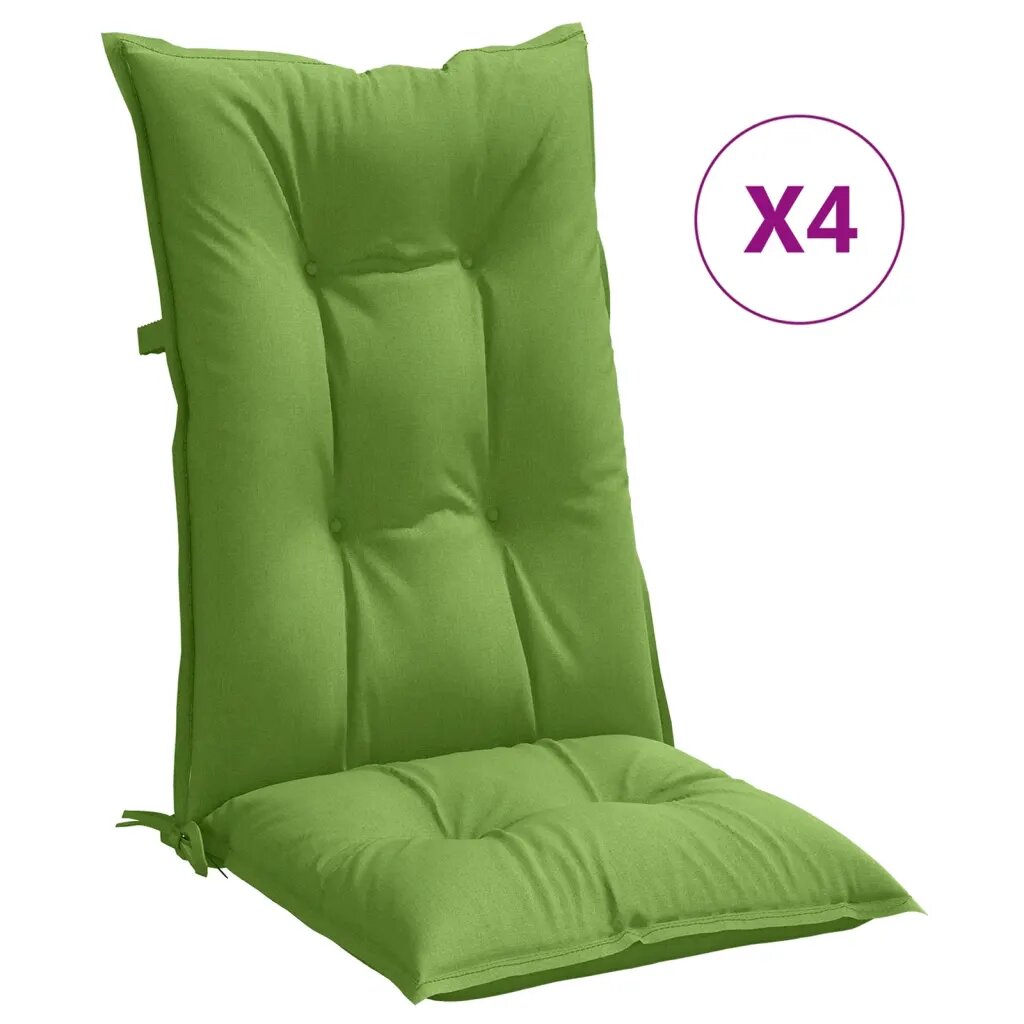 vidaXL Podušky na židli vysoké opěradlo 4 ks zelená melanž 120x50x7 cm