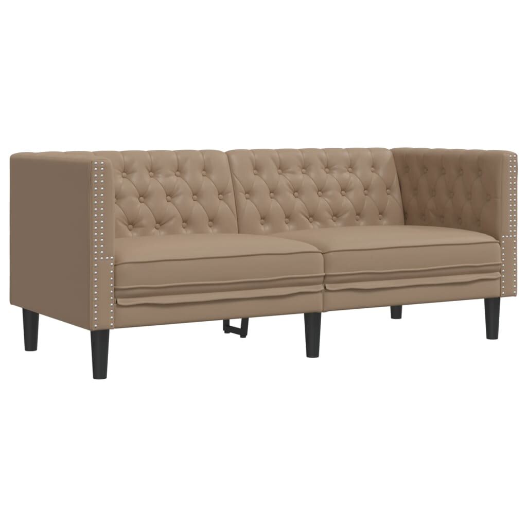 vidaXL Pohovka Chesterfield 2místná cappuccino umělá kůže