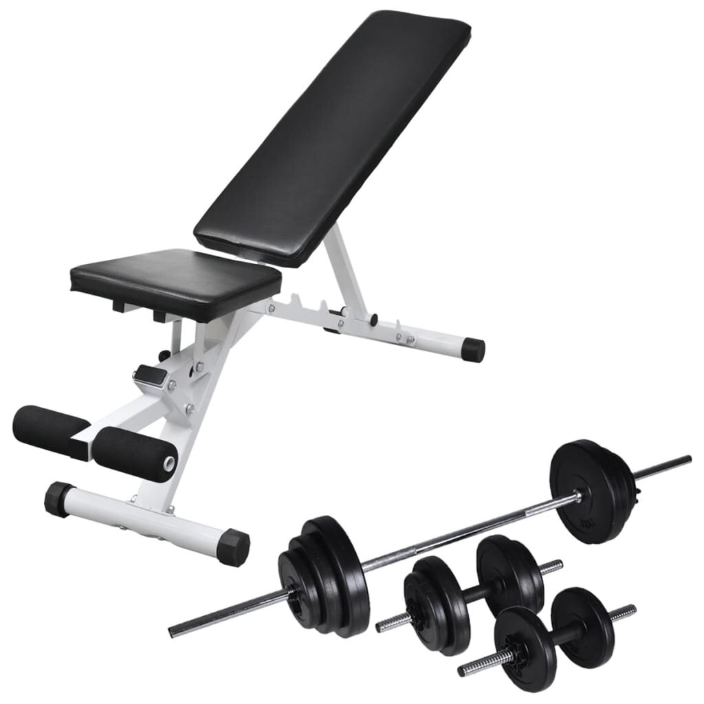 vidaXL Posilovací lavice se sadou činek barbell a dumbbell 305 kg