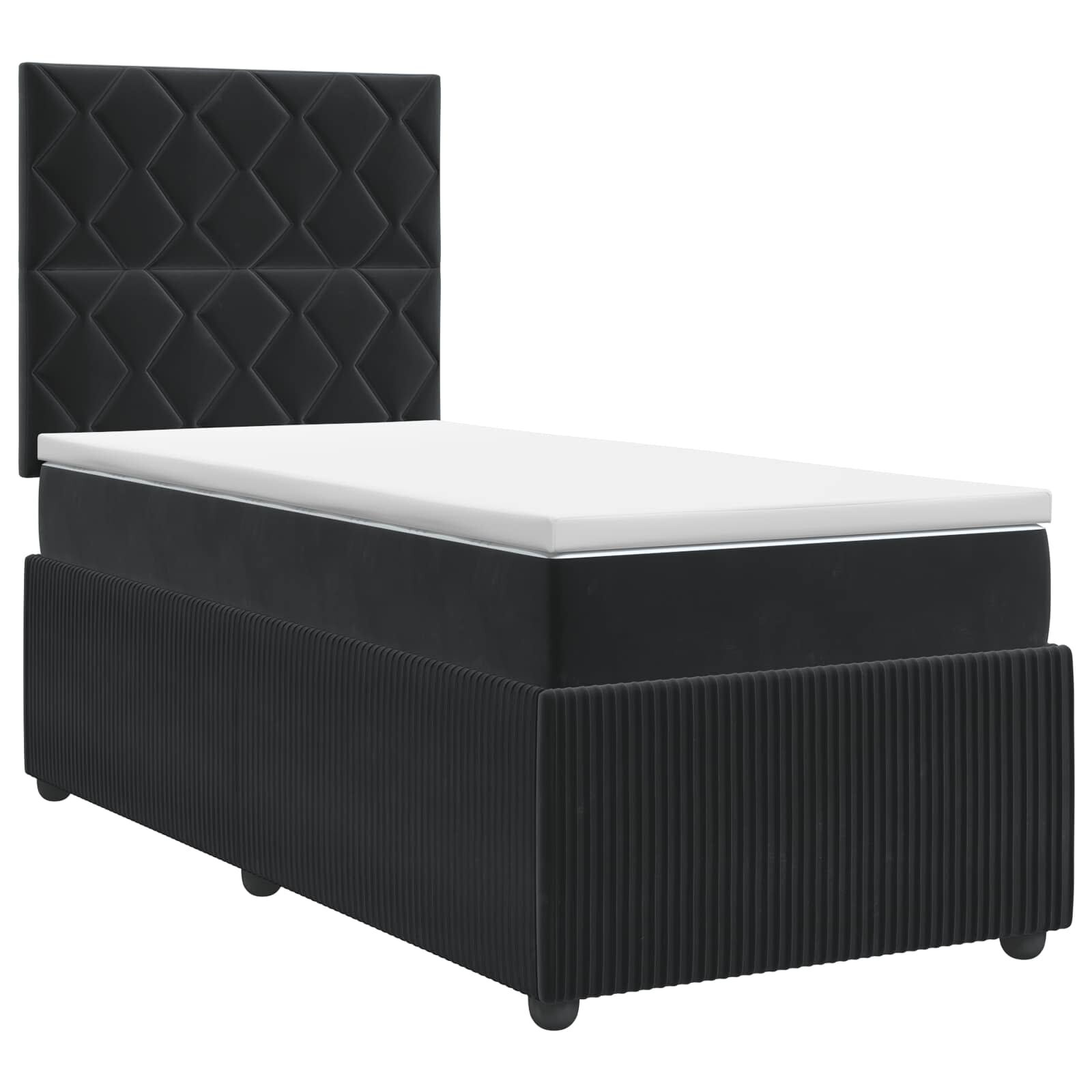 vidaXL Postel boxspring s matrací s čelo Černá 90 x 200 cm Samet