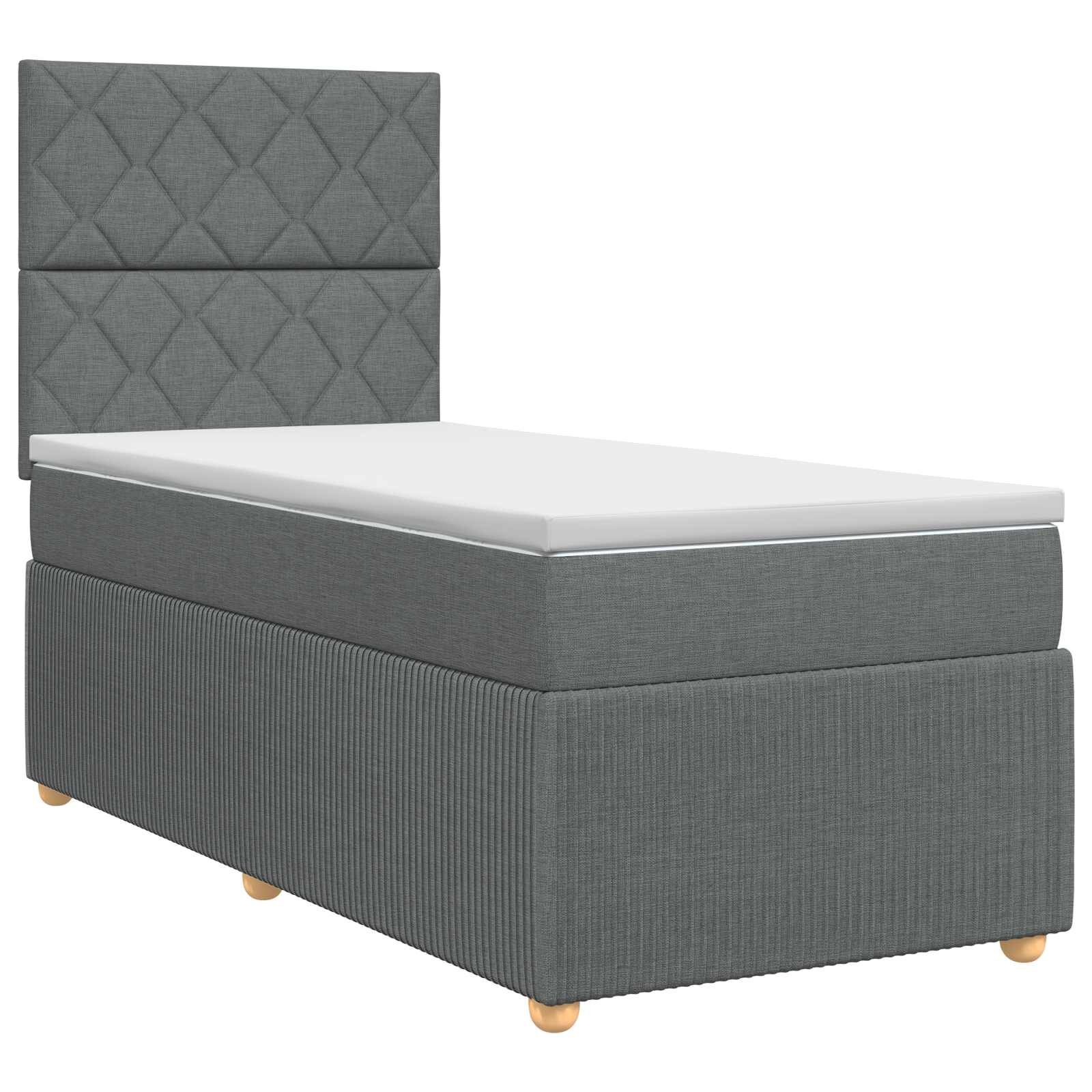 vidaXL Postel boxspring s matrací s čelo Tmavě šedá jednoduchý Textil