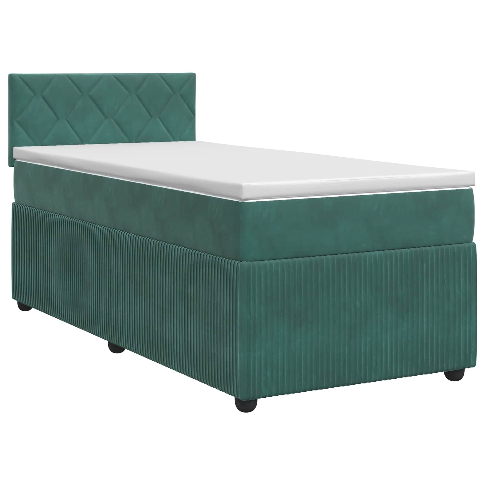 vidaXL Postel boxspring s matrací Tmavě zelená 80 x 200 cm Samet