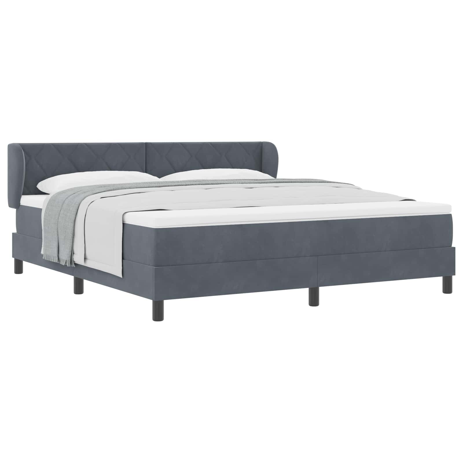 vidaXL Postel s boxspringem s čelo Tmavě šedá 180 x 200 cm samet