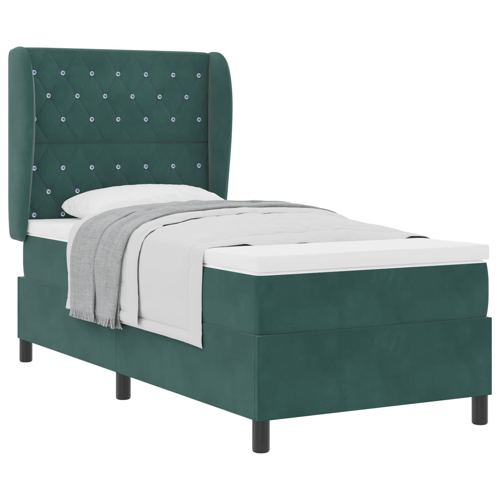 vidaXL Postel s boxspringem s čelo Tmavě zelená 200 x 100 cm samet