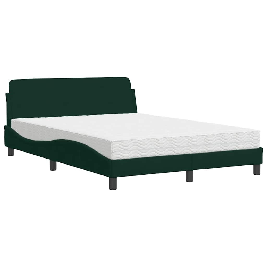 vidaXL Postel s matrací Dover tmavě zelená 140 x 190 cm samet