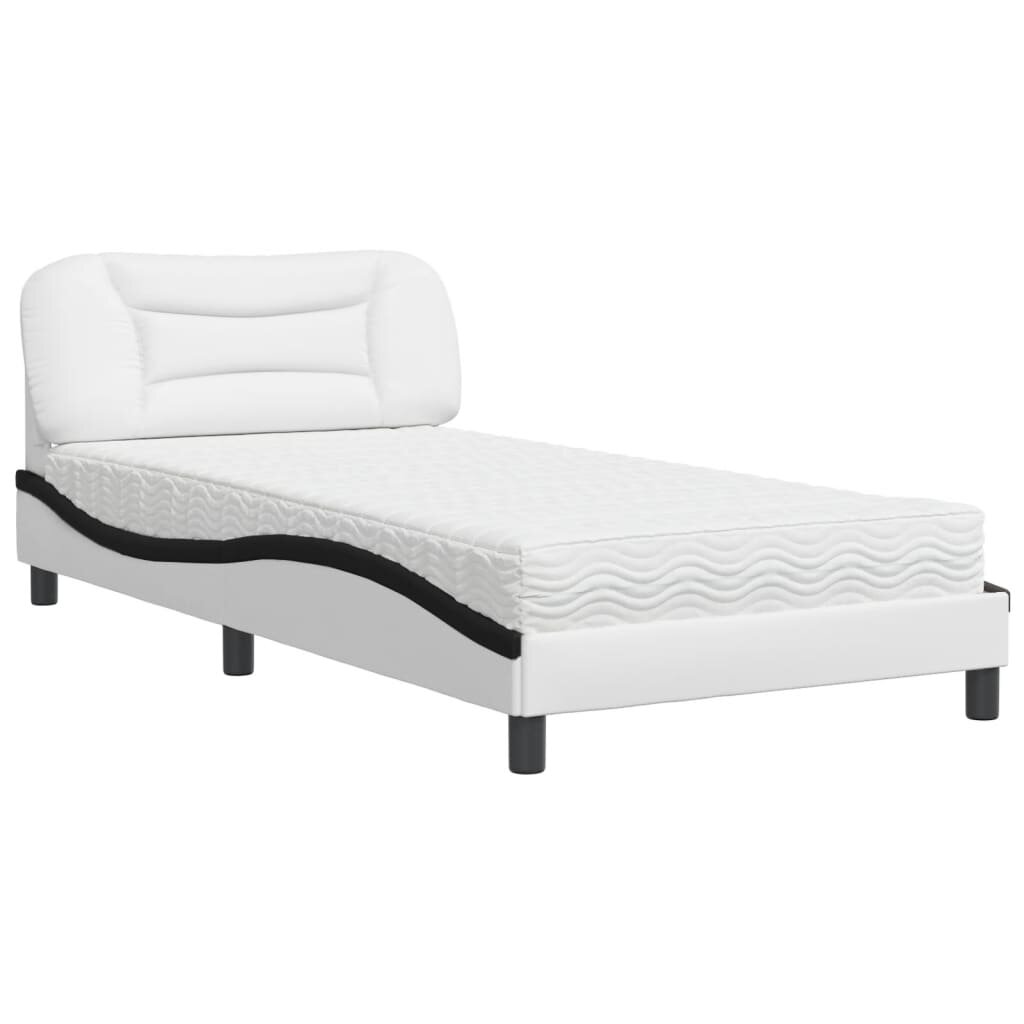 vidaXL Postel s matrací Hvar bílá a černá 100 x 200 cm umělá kůže