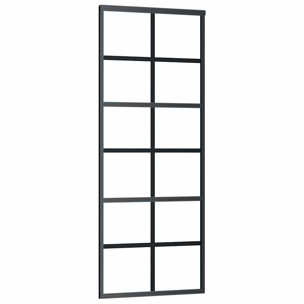 vidaXL Posuvné dveře ESG sklo a hliník 76 x 205 cm černé