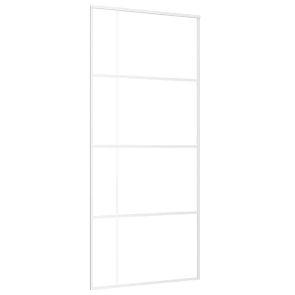 vidaXL Posuvné dveře ESG sklo a hliník 90 x 205 cm bílé