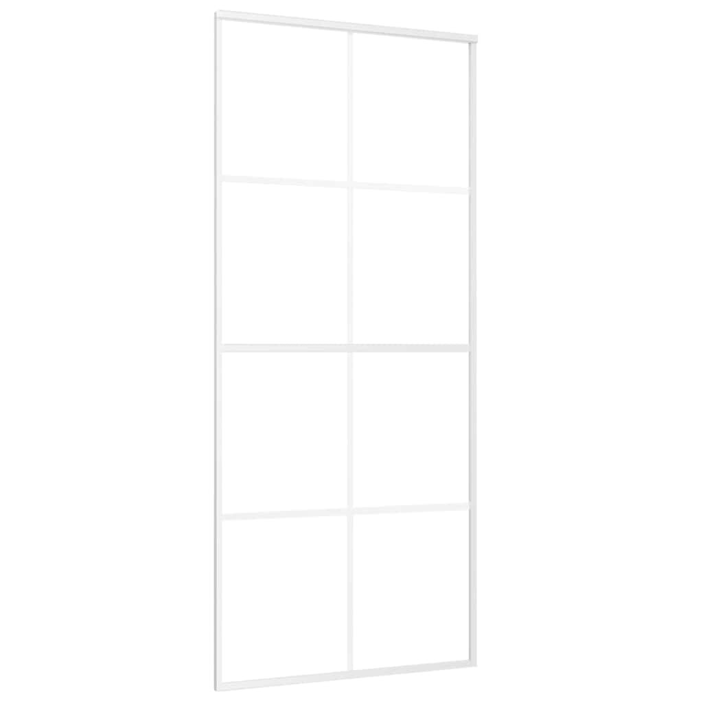vidaXL Posuvné dveře ESG sklo a hliník 90 x 205 cm bílé