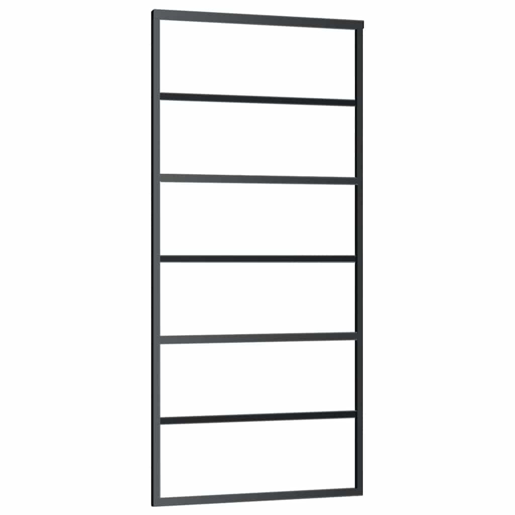 vidaXL Posuvné dveře ESG sklo a hliník 90 x 205 cm černé