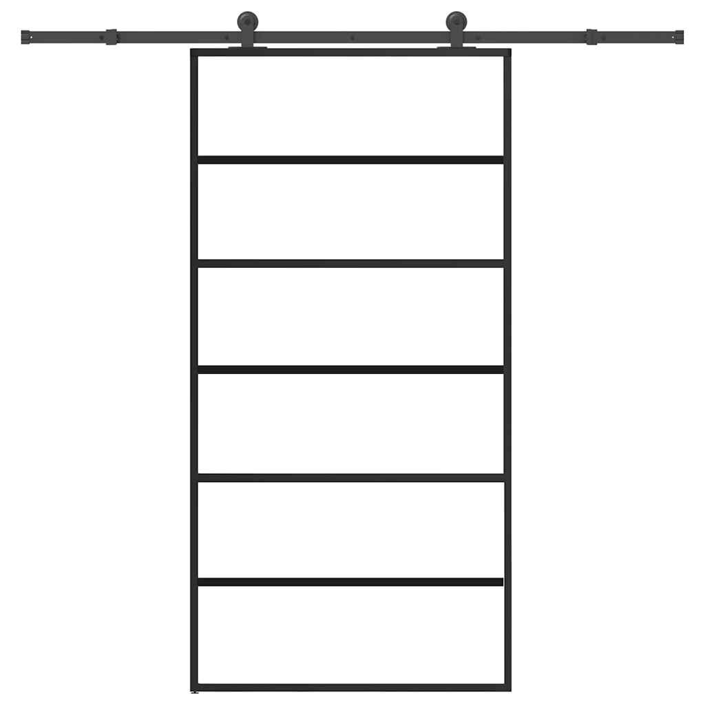 vidaXL Posuvné dveře s kováním 102x205 cm ESG sklo a hliník