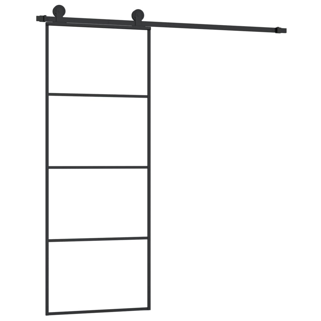vidaXL Posuvné dveře s kováním 76x205 cm ESG sklo a hliník