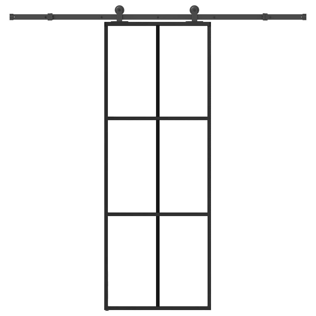vidaXL Posuvné dveře s kováním 76x205 cm ESG sklo a hliník