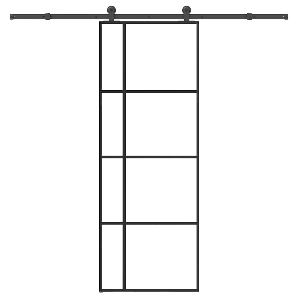 vidaXL Posuvné dveře s kováním 76x205 cm ESG sklo a hliník