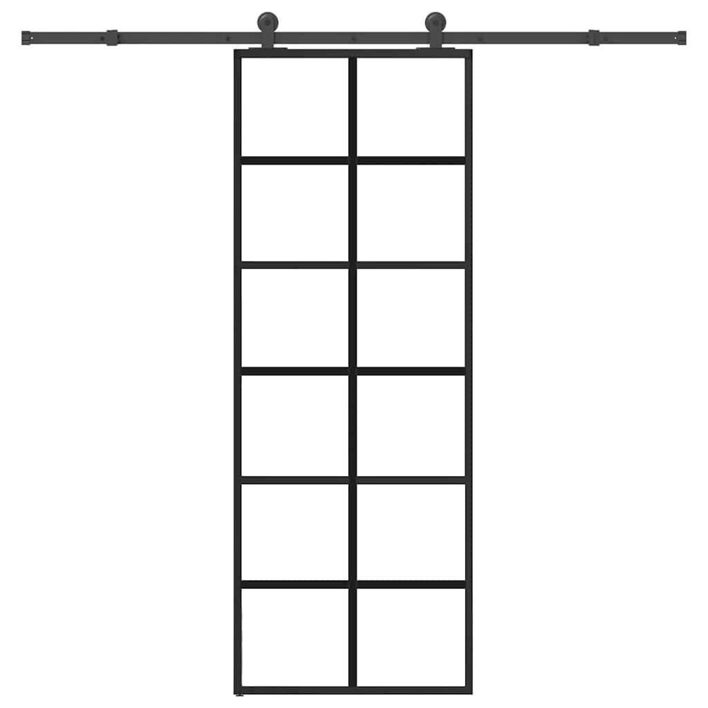 vidaXL Posuvné dveře s kováním 76x205 cm ESG sklo a hliník