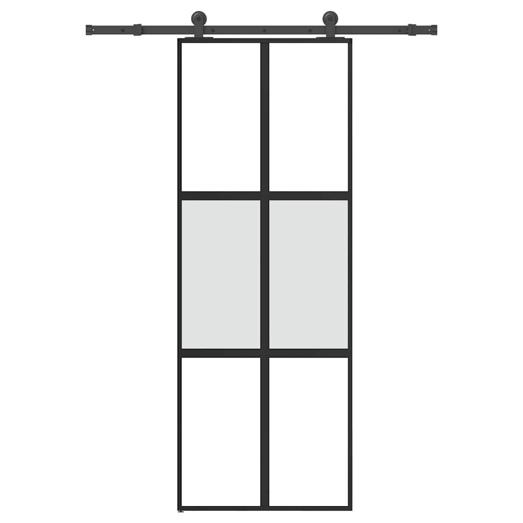 vidaXL Posuvné dveře s kováním 76x205 cm tvrzeného sklo a hliník