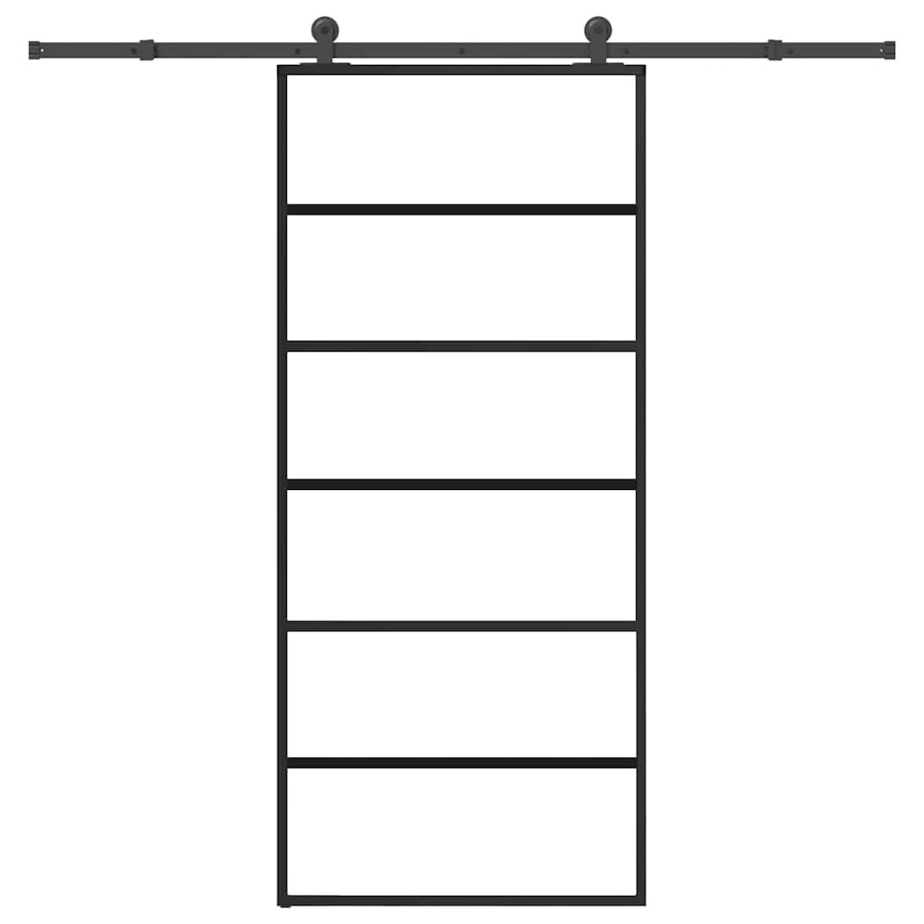 vidaXL Posuvné dveře s kováním 90x205 cm ESG sklo a hliník