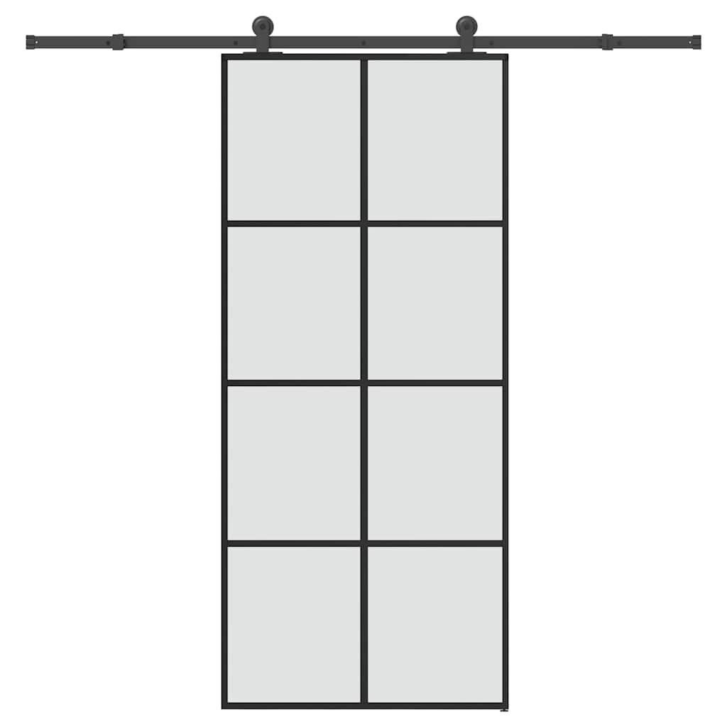 vidaXL Posuvné dveře s kováním 90x205 cm ESG sklo a hliník