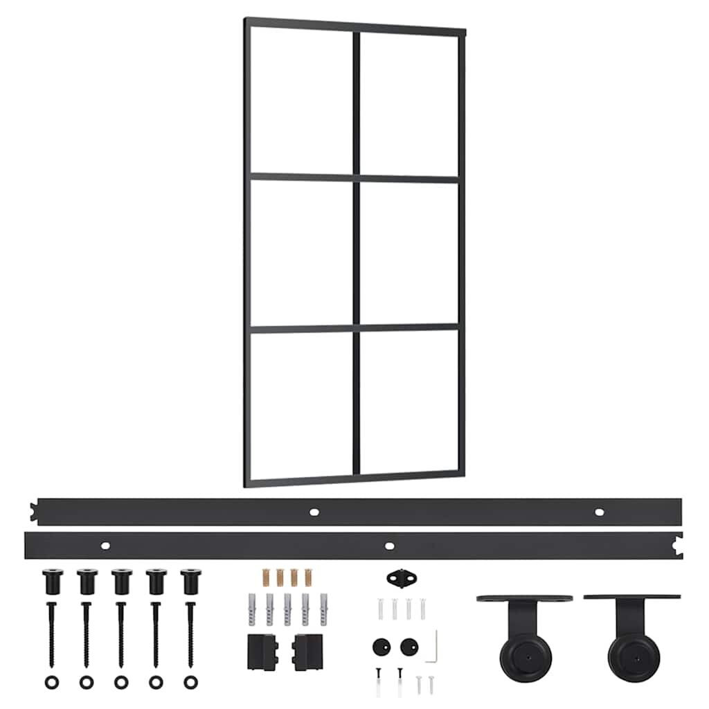 vidaXL Posuvné dveře s kováním ESG sklo a hliník 102 x 205 cm