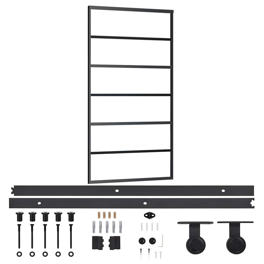vidaXL Posuvné dveře s kováním ESG sklo a hliník 102 x 205 cm